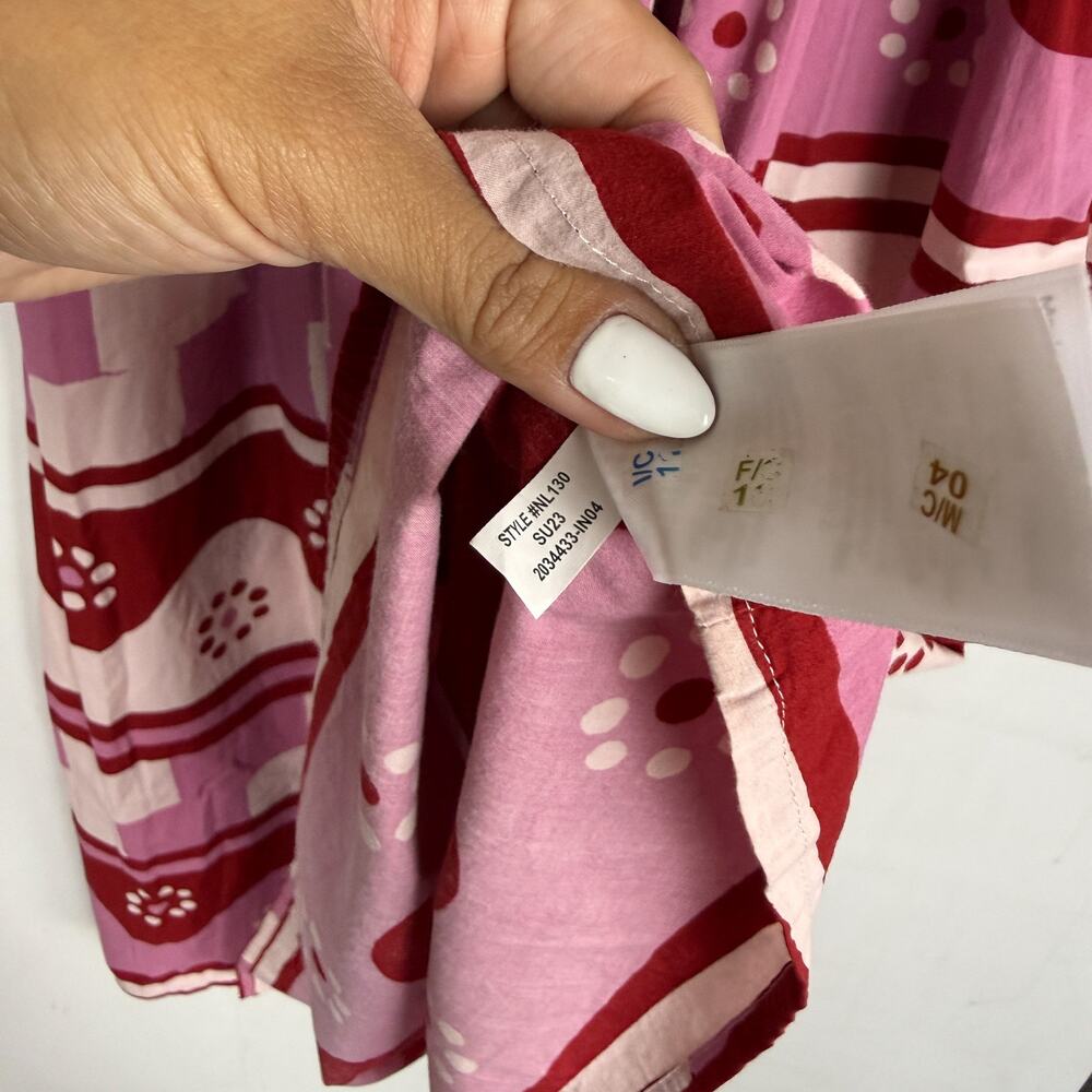 Madewell Theo Sleeveless Shirred Midi Dress in Geodaisy Batik Pink Red - M - Picture 7 of 11